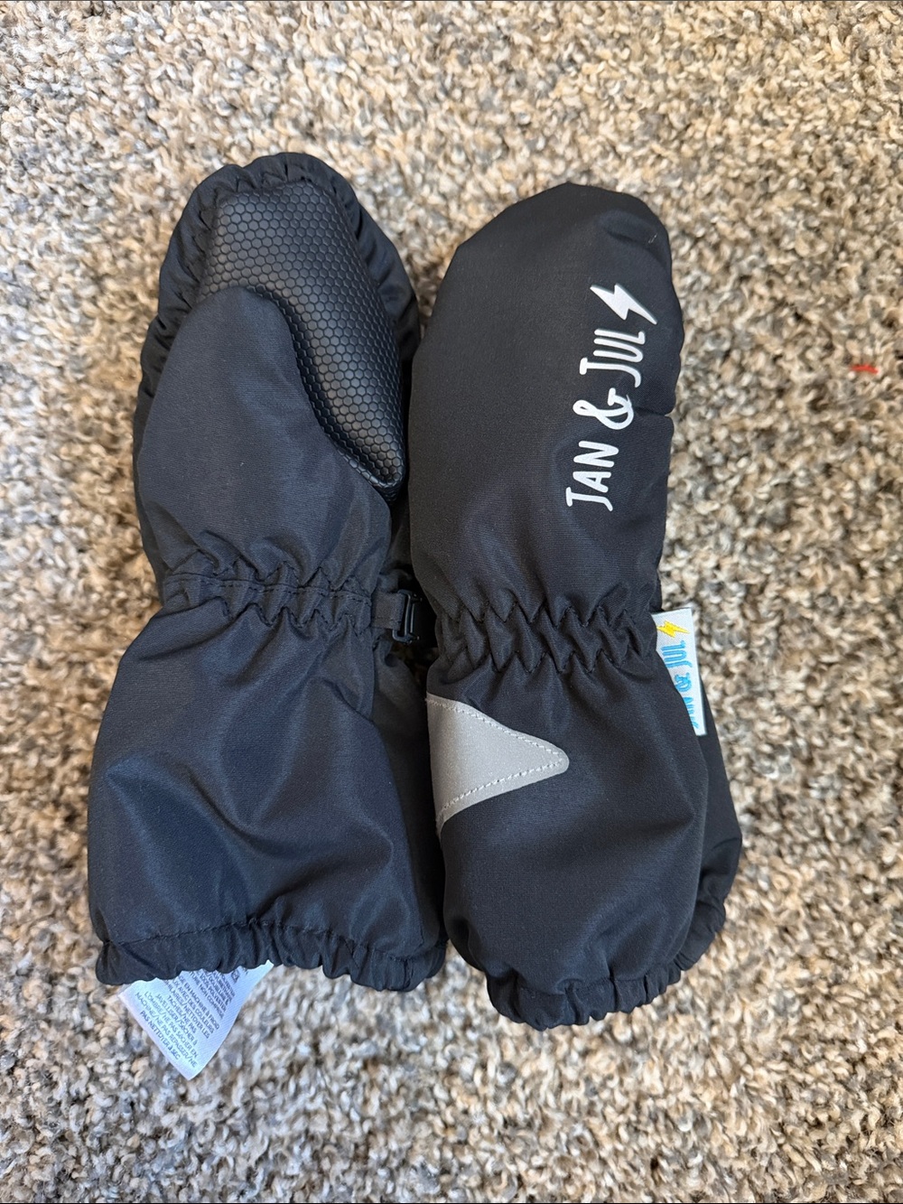 Jan & Jul Kids' Black Waterproof Fleece Lined Mittens